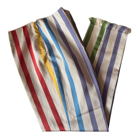 Vintage PAUL SMITH Silk Carnival Striped Cropped Pants Women’s Size 12 or EU 42 - Picture 1 of 13